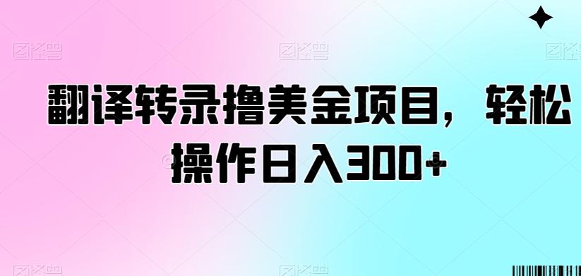 翻译转录撸美金项目，轻松操作日入300+【揭秘】-兵兵资源