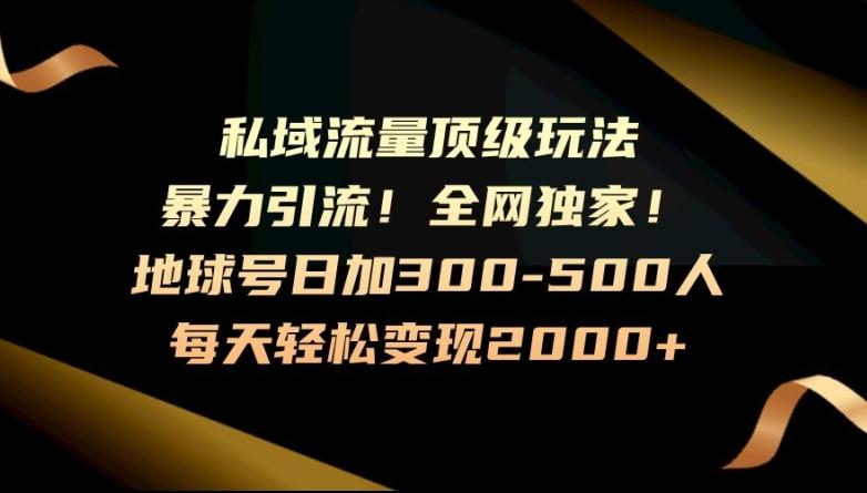 暴力引流，全网独家，地球号日加300-500人，私域流量顶级玩法，每天轻松变现2000+-兵兵资源