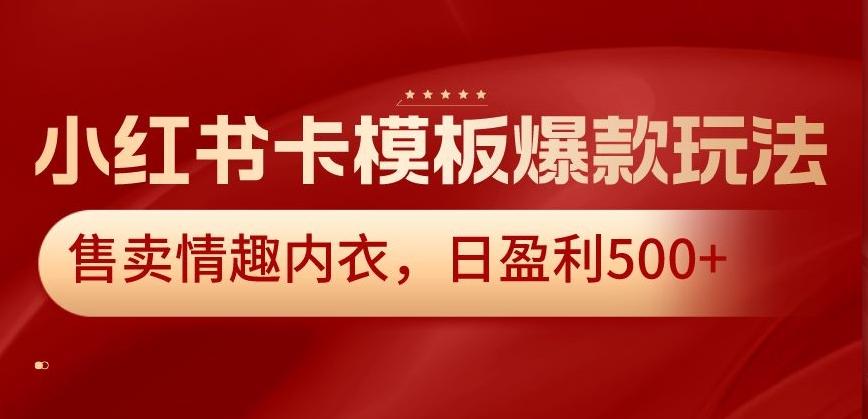 小红书卡模板爆款玩法，售卖情趣内衣，日盈利500+【揭秘】-兵兵资源