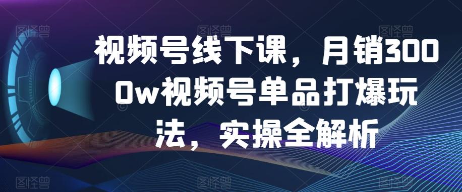 视频号线下课，月销3000w视频号单品打爆玩法，实操全解析-兵兵资源