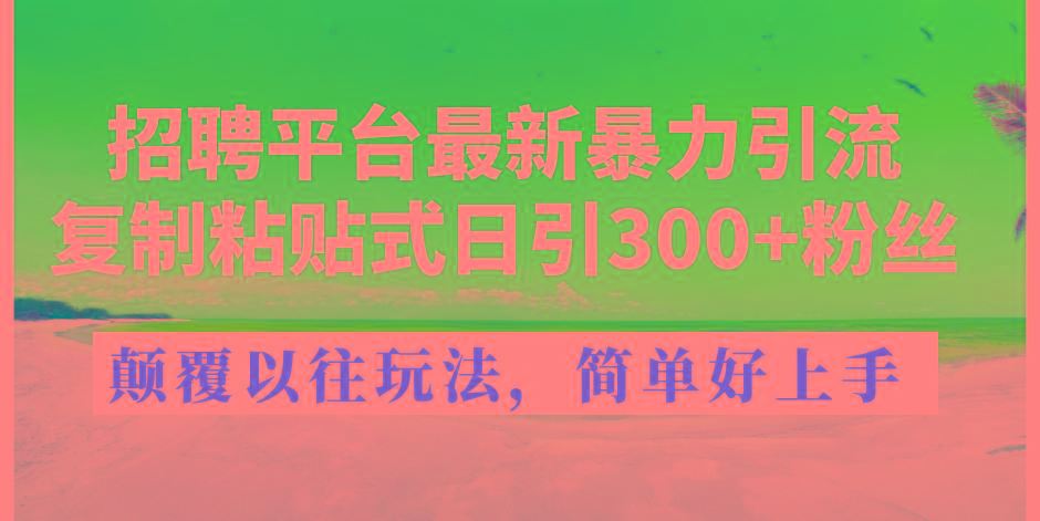 招聘平台最新暴力引流，复制粘贴式日引300+粉丝，颠覆以往垃圾玩法，简…-兵兵资源