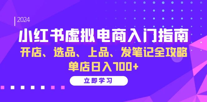 小红书虚拟电商入门指南：开店、选品、上品、发笔记全攻略 单店日入700+-兵兵资源