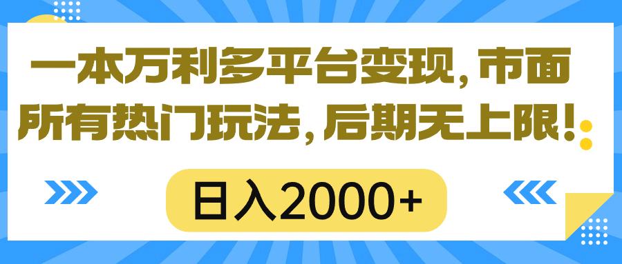 一本万利多平台变现，市面所有热门玩法，日入2000+，后期无上限！-兵兵资源