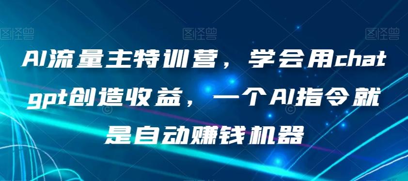 AI流量主特训营，学会用chatgpt创造收益，一个AI指令就是自动赚钱机器-兵兵资源