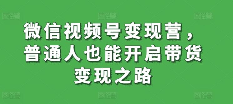 微信视频号变现营，普通人也能开启带货变现之路-兵兵资源