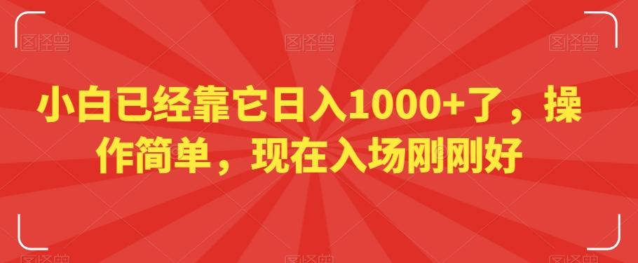 小白已经靠它日入1000+了，操作简单，现在入场刚刚好【揭秘】-兵兵资源