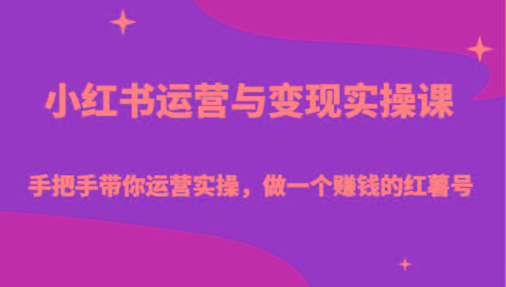小红书运营与变现实操课-手把手带你运营实操,做一个赚钱的红薯号-兵兵资源