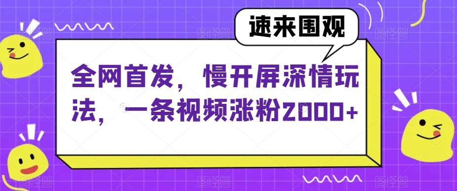 全网首发，慢开屏深情玩法，一条视频涨粉2000+【揭秘】-兵兵资源