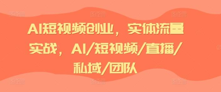 AI短视频创业，实体流量实战，AI/短视频/直播/私域/团队-兵兵资源