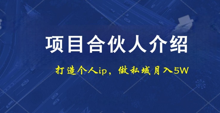 项目合伙人项目，打造个人IP，做私域月入5W，小白勿扰-兵兵资源