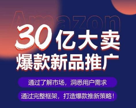 亚马逊·30亿大卖爆款新品推广，可复制、全程案例实操的爆款推新SOP-兵兵资源