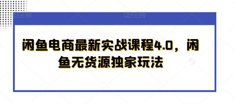 闲鱼电商最新实战课程4.0，闲鱼无货源独家玩法-兵兵资源