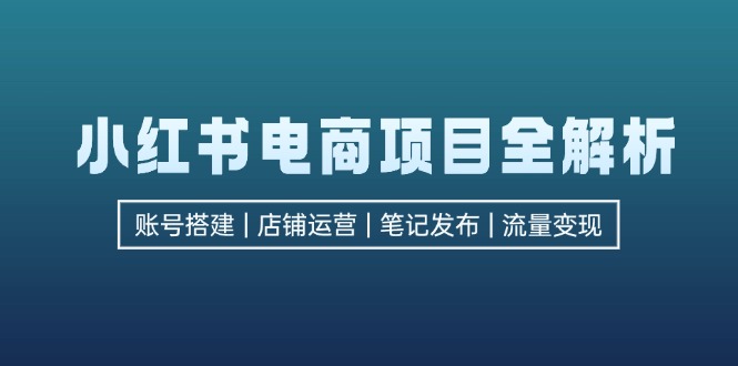 小红书电商项目全解析，包括账号搭建、店铺运营、笔记发布  实现流量变现-兵兵资源