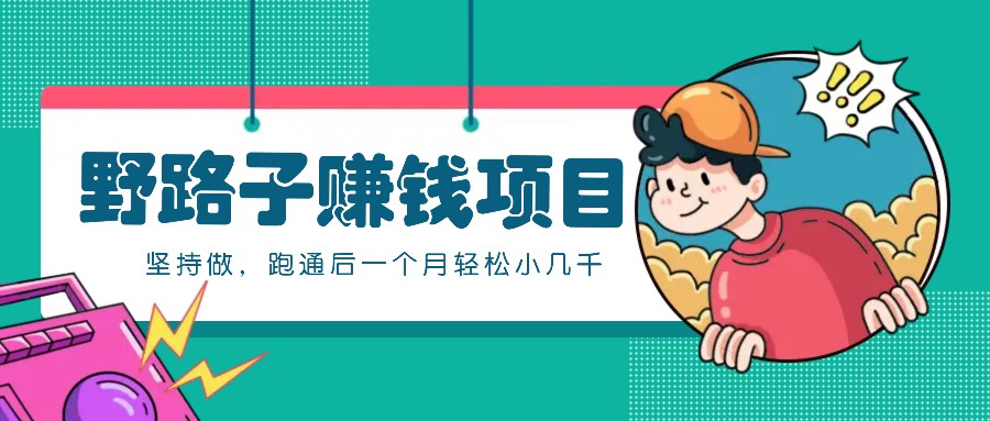 一个人就能操作的野路子赚钱项目，零成本零门槛坚持做，跑通后一个月小几千！-兵兵资源