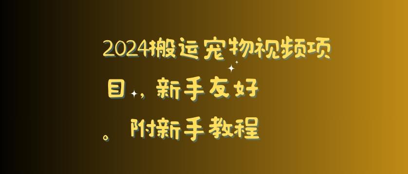 2024搬运宠物视频项目，新手友好，完美去重，附新手教程【揭秘】-兵兵资源