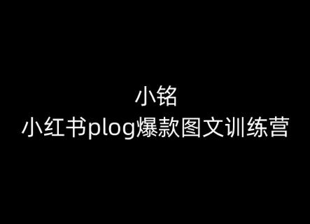 小铭-小红书plog爆款图文训练营，教你从0-1做小红书-兵兵资源