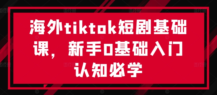 海外tiktok短剧基础课，新手0基础入门认知必学-兵兵资源
