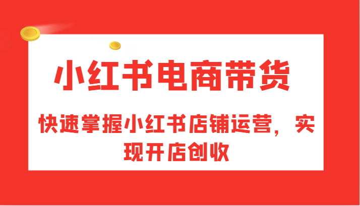 小红书电商带货，快速掌握小红书店铺运营，实现开店创收-兵兵资源