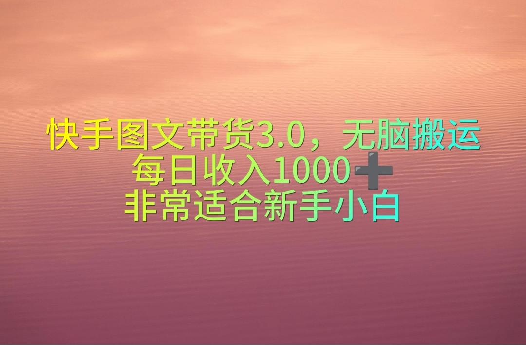 快手图文带货3.0，无脑搬运，每日收入1000＋，非常适合新手小白-兵兵资源