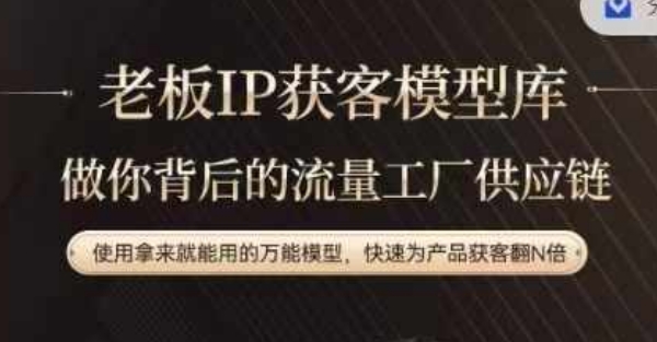 老板IP流量供应链，动作越少，账号越好，使用拿来就能用的万能模型，快速为产品获客翻N倍-兵兵资源