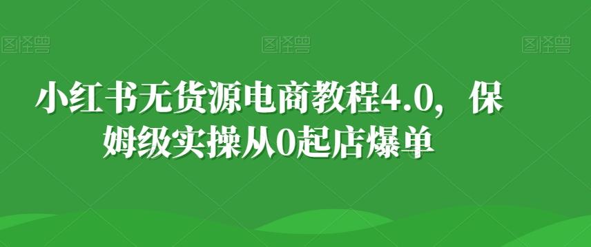 小红书无货源电商教程4.0，保姆级实操从0起店爆单【拆解】-兵兵资源