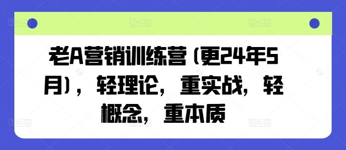 老A营销训练营(更24年6月)，轻理论，重实战，轻概念，重本质-兵兵资源