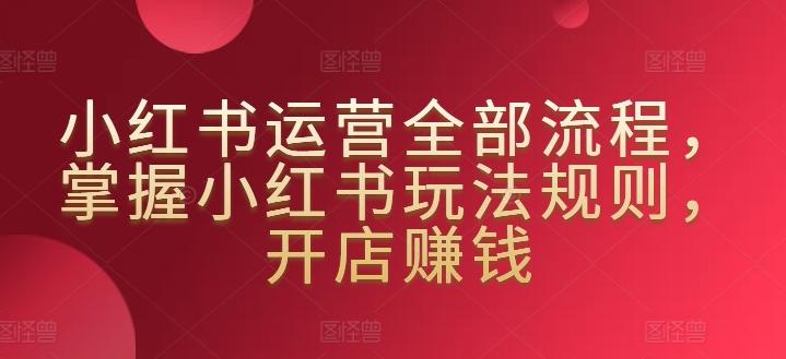 小红书运营全部流程，掌握小红书玩法规则，开店赚钱-兵兵资源