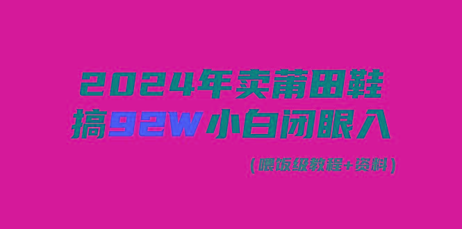 (9329期)2024年卖莆田鞋，搞了92W，小白闭眼操作！-兵兵资源