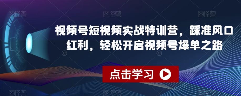 视频号短视频实战特训营，踩准风口红利，轻松开启视频号爆单之路-兵兵资源