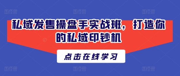 私域发售操盘手实战班，打造你的私域印钞机-兵兵资源