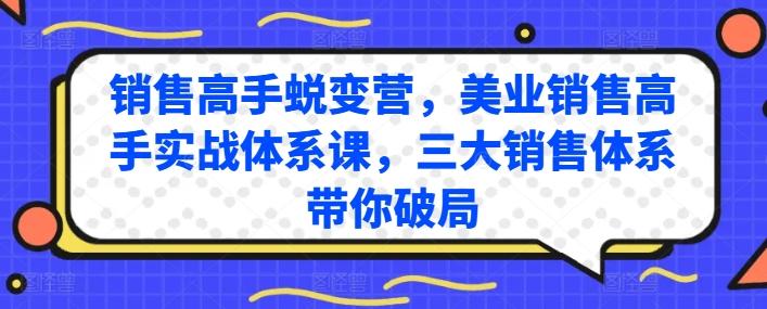 销售高手蜕变营，美业销售高手实战体系课，三大销售体系带你破局-兵兵资源