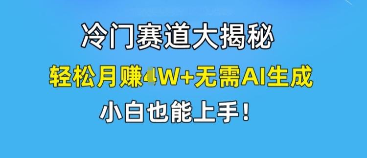 冷门赛道大揭秘，轻松月赚1W+无需AI生成，小白也能上手【揭秘】-兵兵资源