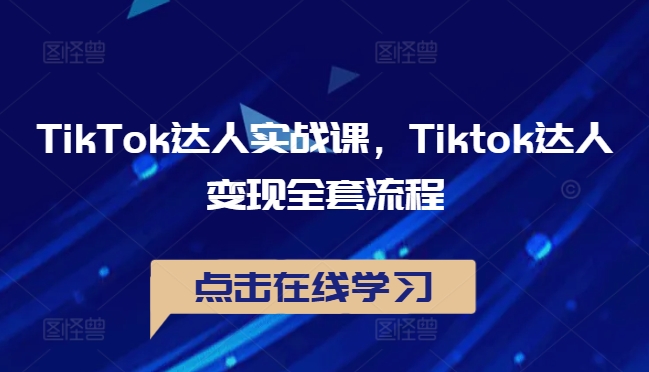 TikTok达人实战课，Tiktok达人变现全套流程-兵兵资源