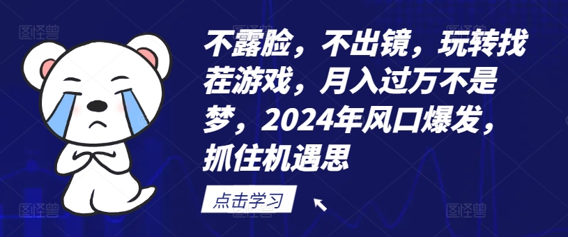 不露脸，不出镜，玩转找茬游戏，月入过万不是梦，2024年风口爆发，抓住机遇【揭秘】-兵兵资源