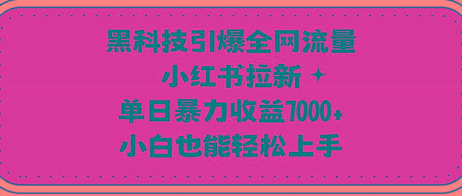 (9679期)黑科技引爆全网流量小红书拉新，单日暴力收益7000+，小白也能轻松上手-兵兵资源