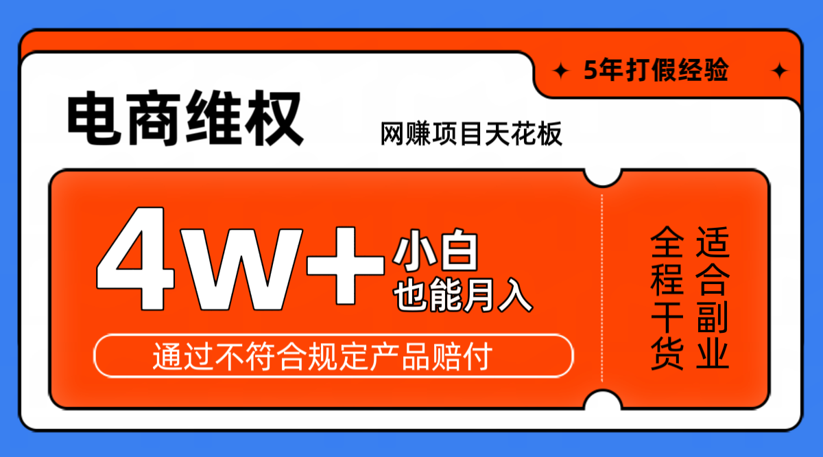 网赚项目天花板电商购物维权月收入稳定4w+独家玩法小白也能上手-兵兵资源