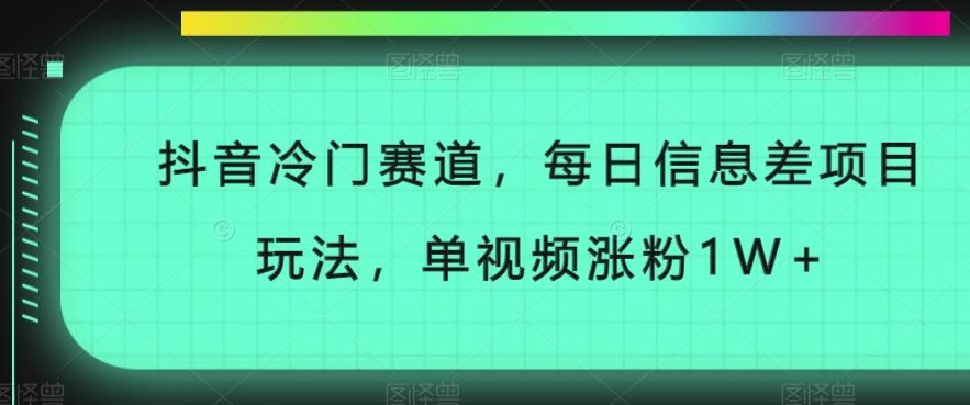 抖音冷门赛道，每日信息差项目玩法，单视频涨粉1W+-兵兵资源