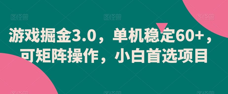 游戏掘金3.0，单机稳定60+，可矩阵操作，小白首选项目【揭秘】-兵兵资源
