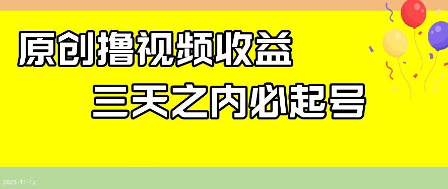 最新撸视频收益，三天之内必起号，一天保底100+【揭秘】-兵兵资源