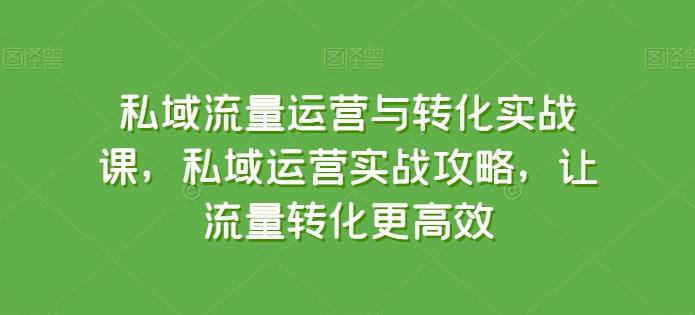 私域流量运营与转化实战课，私域运营实战攻略，让流量转化更高效-兵兵资源