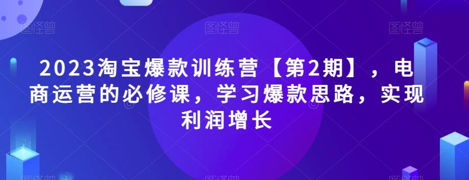 2023淘宝爆款训练营【第2期】，电商运营的必修课，学习爆款思路，实现利润增长-兵兵资源