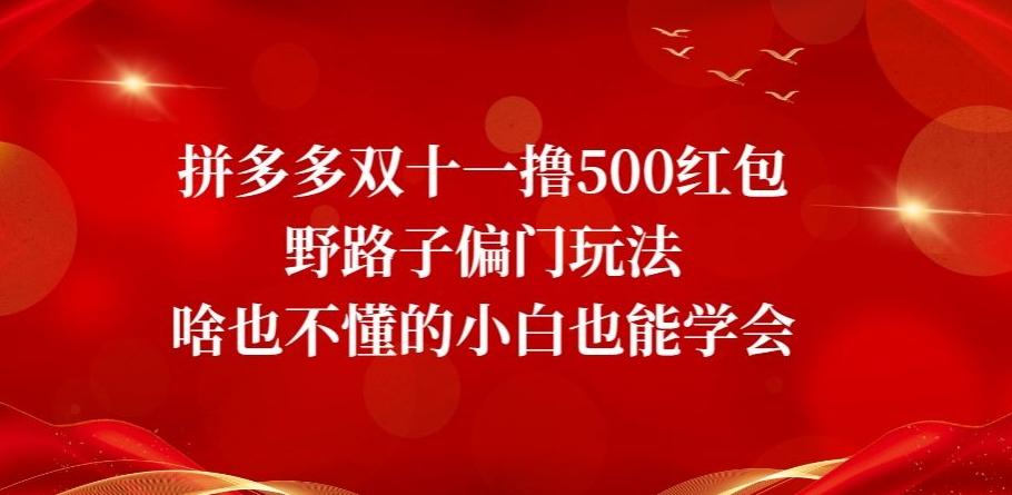拼多多双十一撸500红包野路子偏门玩法，啥也不懂的小白也能学会【揭秘】-兵兵资源